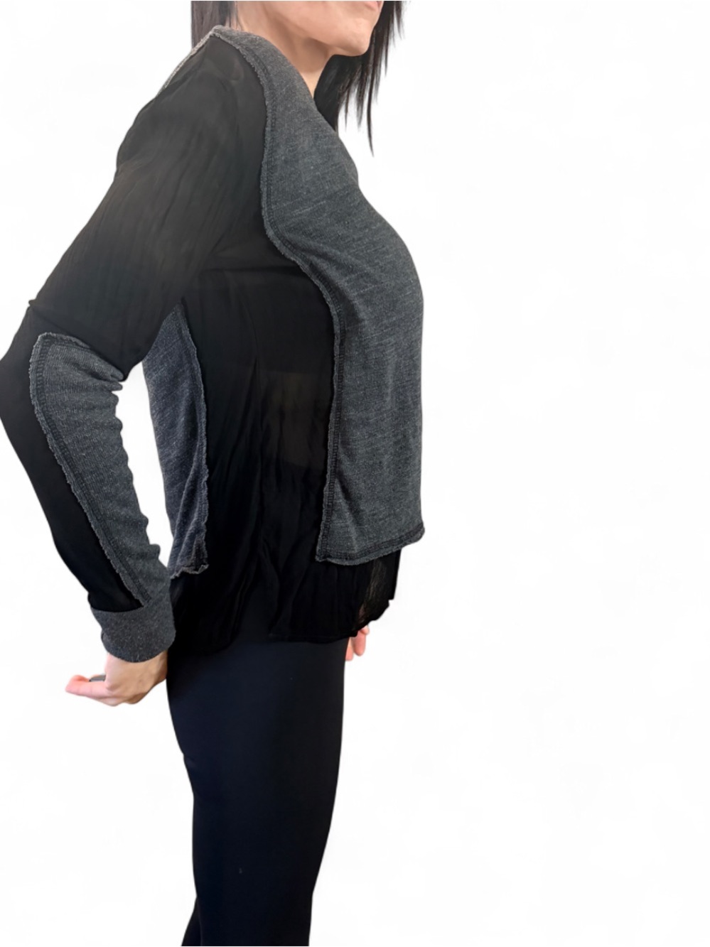 Young, Fabulous & Broke Mixed-Media Sheer Sleeve Top - Picture 2 of 4